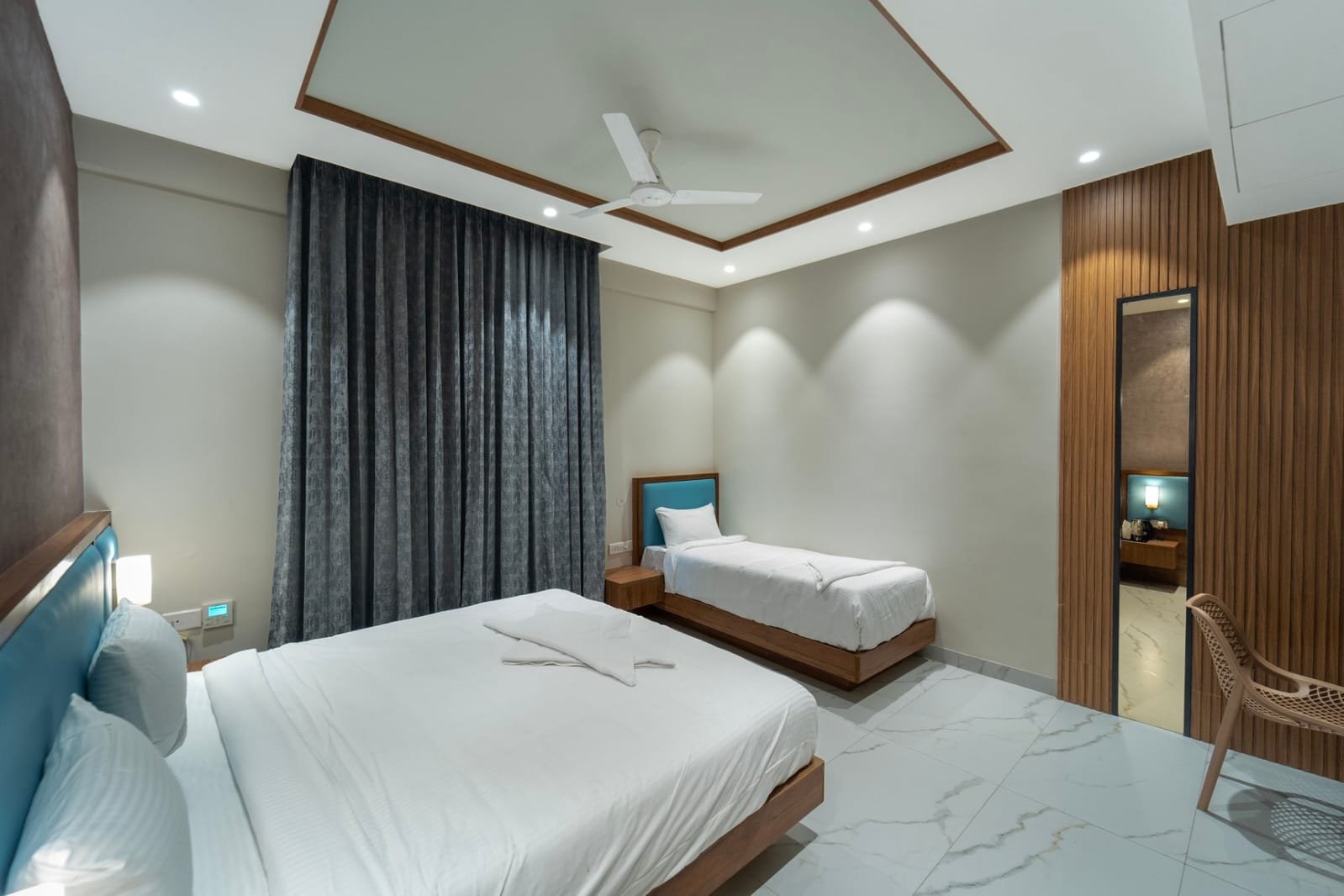 “Deluxe AC room at Ganesha Sadan Srisailam with clean and comfortable stay”